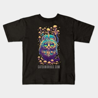 Techno Cat - Psychedelic Cat - Catsondrugs.com - #psychedelic #psychedelicart #trippy #psytrance #art #psy #trippyart #music #trance #rave #love #psychedelictrance Kids T-Shirt